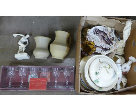 Mixed china including Royal Doulton Coppice, four Spode blue and white plates and collectors plates, etc.**PLEASE NOTE THIS L