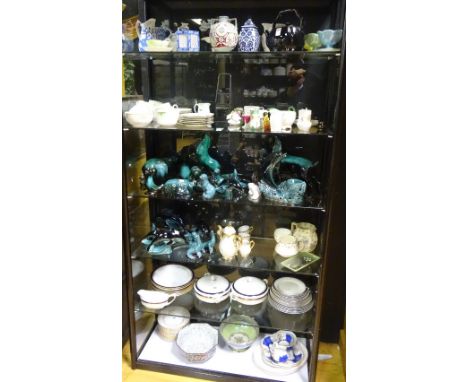 A large quantity of china, pottery and teawares, to include Poole ornaments, storage jars, Victorian platter etc (a lot)