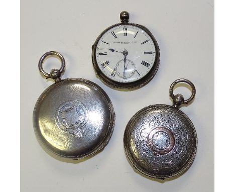 A Victorian silver cased pocket watch, signed to the white enamel dial Thomas Mowbray & Son London, with Roman numerals and s