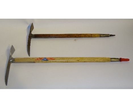 An Austrian ice/mountaineering climbing pick-axe by Stubai, the steel head stamped with makers marks and "original Aschenbren