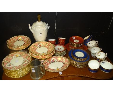 A collection of part teasets, to include Dresden, Hammersley, Minton, Wedgwood, together with a Cauldon porcelain fruit set a