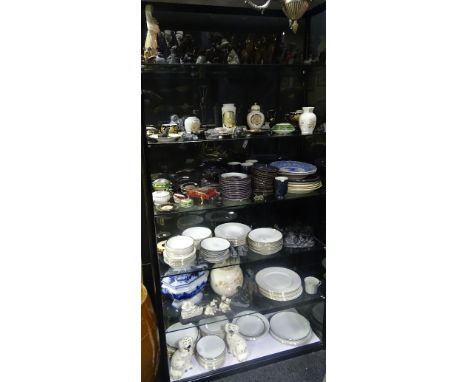 A large quantity of Victorian and later pottery dinnerwares, together with modern animal figures, Royal Worcester egg coddler