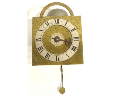 A brass lantern clock signed John Matchett of London, circa 18th century, the 5 inch silvered dial with Roman numerals and al