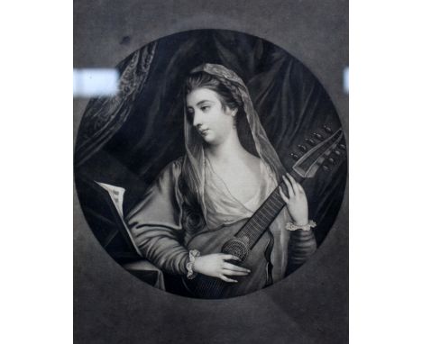 C. Corbutt (Richard Purcell) after Sir Joshua ReynoldsHalf-length circular portrait, the sitter playing an English guitarMezz