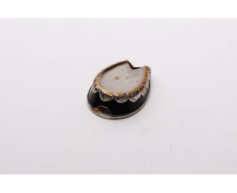 A 19th Century silver plated horseshoe shaped vesta case, with gilt and black enamel decoration.