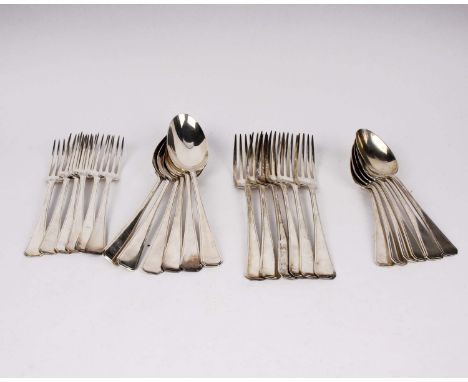 A six piece collection of Victorian and later sterling silver flatware. 