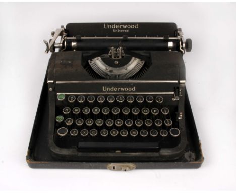 A 20th century cased typewriter by Underwood.