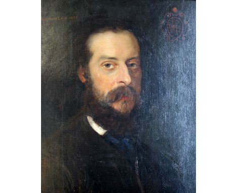 After John Seymour Lucas RA (English, 1849-1923)'Portrait of Sir James Linton, aged 34, bust turned to the right'1875Oil on c