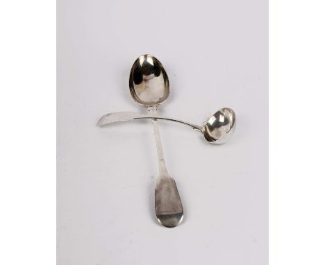 A Georgian silver serving spoon by William Eaton, London together with a Georgian sterling silver ladle. 7ozt