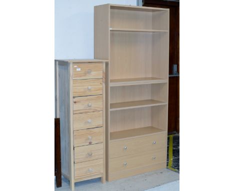 A MODERN SHELF UNIT &amp; A TALL 7 DRAWER CHEST     