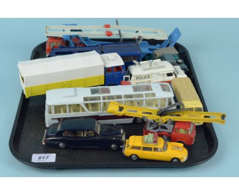 Vintage Corgi, Major and Dinky Supertoys vehicles including 'Ecurie Ecosse Racing Car Transporter', 'Vega Major Luxury Coach'