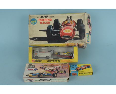 A Corgi Toys gift set 2S, 154 Ferrari and a Roaring Racer F1 car