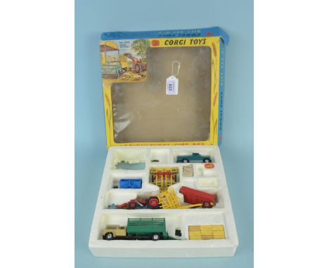 Boxed Corgi Toys agricultural gift set No.5 (box distressed and odd bits missing from contents)