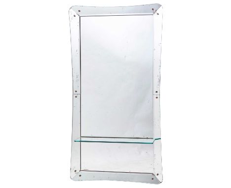 A Murano dressing mirror, c.1950, Italian, with shaped marginal plates and shelf,92cm wide18cm deep170cm highCondition Report