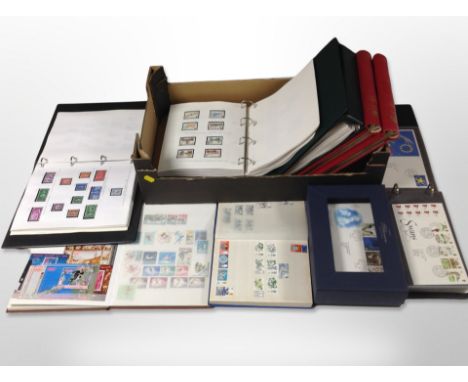Several albums of stamps and first day covers. (1 box)