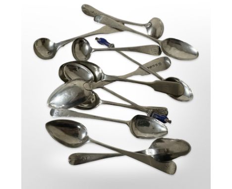 A group of Georgian and later silver teaspoons and caddy spoons. CONDITION REPORT: 152g gross.