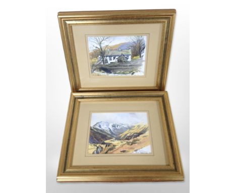 R W Thorton (20th century) : Elterwater and Bowfell, two watercolours, each 12cm x 16cm, signed and dated '92.