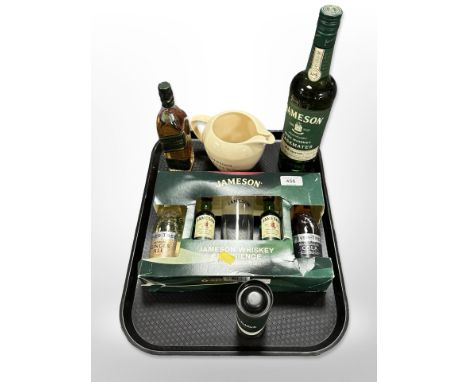 A Jameson whiskey gift set, further bottle of Jameson Irish Whiskey, miniature bottle of Glenfiddich single malt Scotch Whisk