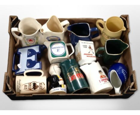 A collection of ceramic whisky jugs bearing various advertising. (1 box)