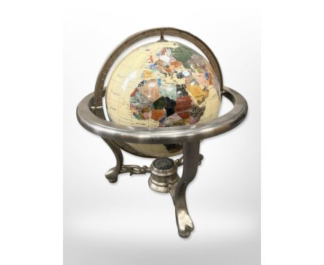 A gemstone globe, height 35cm CONDITION REPORT: Appears to be missing a finial. 