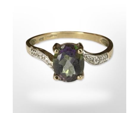 A 9ct yellow gold synthetic stone ring, size O CONDITION REPORT: 2.1g.