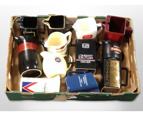A collection of ceramic whisky jugs bearing various advertising. (1 box)