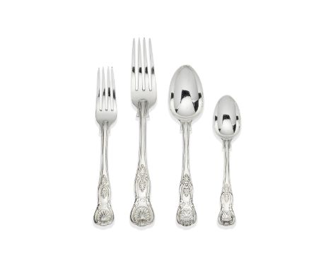 A group of Georgian and Victorian silver flatwarethe majority George Adams, London 1853 King's pattern, comprising: eight tab