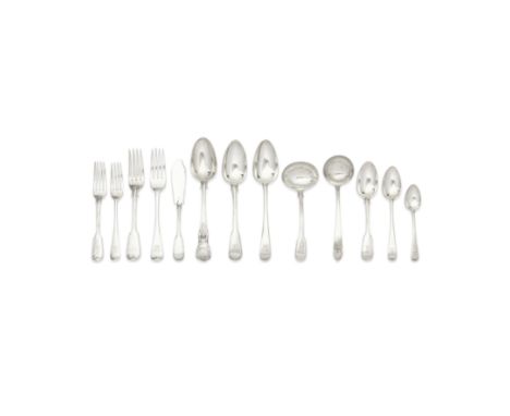 A large group of silver flatwarevarious dates and makers, the majority early and mid-19th century In Fiddle and Thread patter