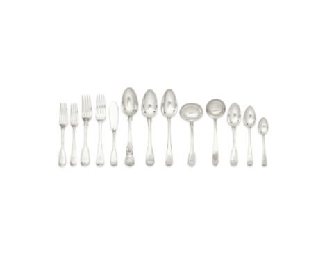 A large group of silver flatwarevarious dates and makers, the majority early and mid-19th century In Fiddle and Thread patter