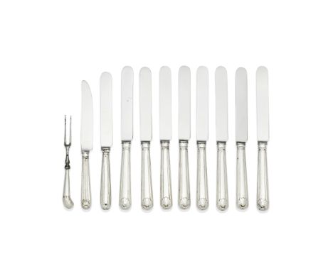 A collection of assorted antique silver knivesvarious dates and makers Eight Old English thread and shell pattern table knive