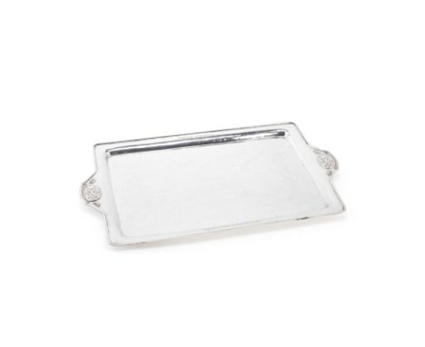 A Swedish silver traymaker's mark 'KA', Stockholm 1940 Rectangular, the handles applied with the insignia of the Swedish Poli