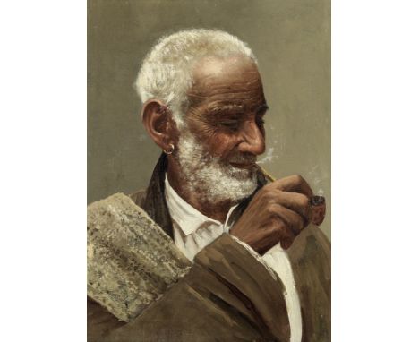 Continental School, 20th CenturyPortrait of a man smoking a pipebears indistinct signature (lower centre) oil on canvas  35.5