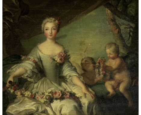 After Jean Marc Nattier, 19th CenturyPortrait of a lady, said to be Mademoiselle de Chartres, with two puttioil on canvas 46.