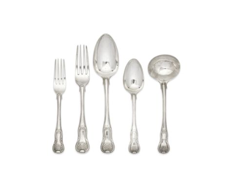 A group of George III Hour-Glass pattern silver flatwareLondon 1809 - 1817 Comprising: eleven table spoons, twelve table fork