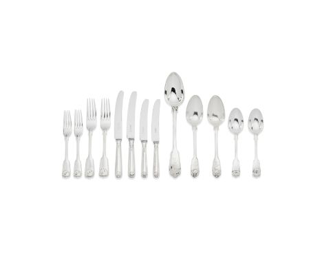 A silver 'Fiddle, Thread and Shell' pattern  flatware serviceWalker &amp; Hall (John Edward Bingham), Sheffield 1891 and 1903