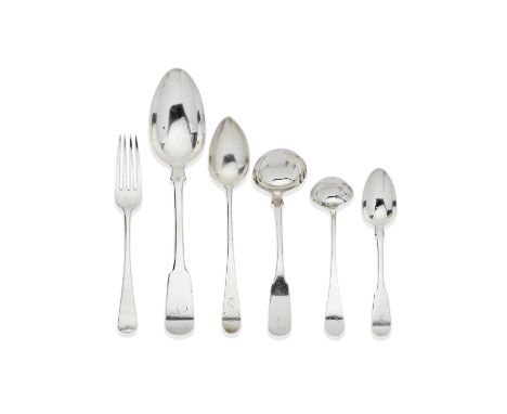 A collection of Scottish provincial silver flatwarevarious makers Comprising: five dessert spoons, Nathaniel Hunter, Arbroath