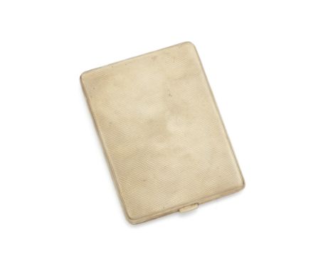 A 9 carat gold cigarette caseAsprey, Chester 1926 Rectangular, with engine-turned decoration, length 11cm, weight total 123gm