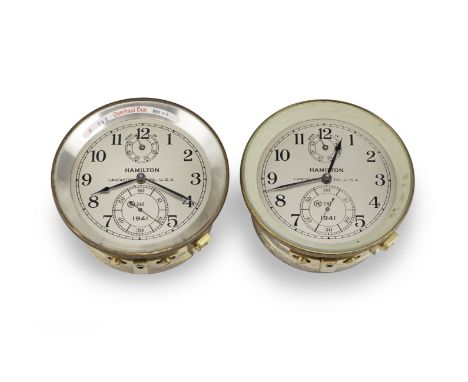 Two mid 20th century American two day marine chronometer movementsboth signed Hamilton, numbered 241 &amp; 281Number 241 cont