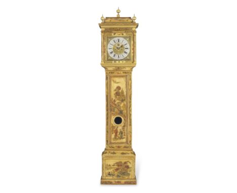 An 18th century and later yellow ground Chinoiserie japanned longcase clockthe dial signed for Soloman Collins, Chertseythe h