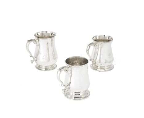 A group of three 18th century silver mugsvarious dates and makers Conventional form, James Wilks, London 1753; John Mackfarle