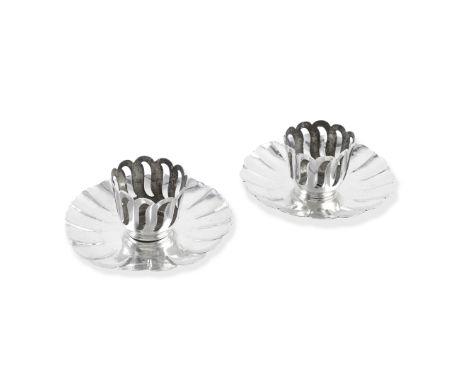 A pair of Maltese silver trembleusesmid-18th century, one with the mark of Manuel Pinto The cup holders with pierced decorati