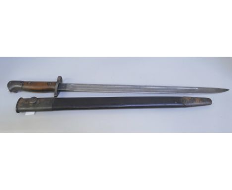 A 1907 pattern bayonet with scabbard, the blade marked Anderson