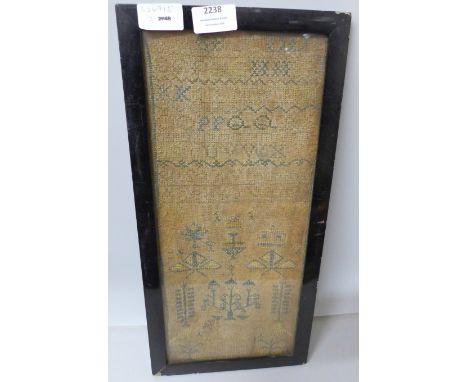 A framed sampler, made by Susan Vincent, Age 6, 1840s, (vendor advised from The Copse, home of Michael Vincent Francis, died 