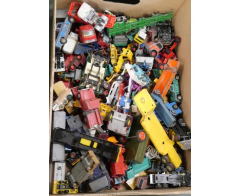 A collection of playworn die-cast model vehicles, Matchbox, Corgi, Dinky, etc.