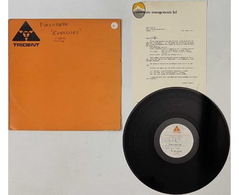 NAZARETH - EXERCISES LP (TRIDENT ACETATE W/ INFO SHEET FROM LABEL). A superb LP acetate pressing of Nazareth's 1972 studio al