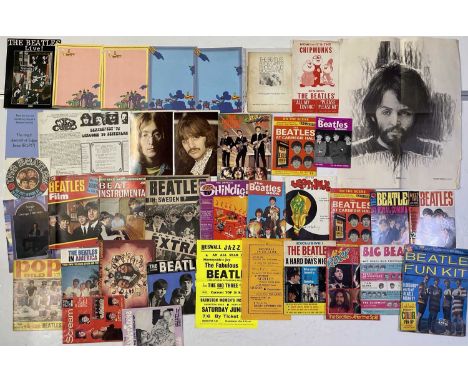 Good mixed selection of memorabilia to include 'From Apple...' booklet (pen to cover, poor condition), Beatles / Chipmunks sh