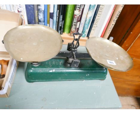 Set of old kitchen scales with brass pans