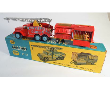 Vintage Corgi toy Chipperfield circus crane, truck and cage gift set no. 12 (boxed) 