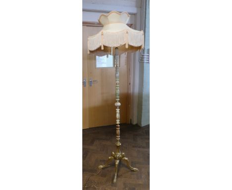 Onyx and brass tall lamp standard with shade 