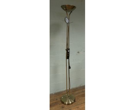 Brass oxidised uplighter lamp with adjustable reading lamp 